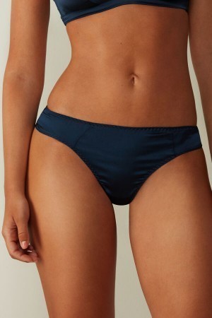 Blue Intimissimi Silk Cheeky Briefs | XCAGW74898